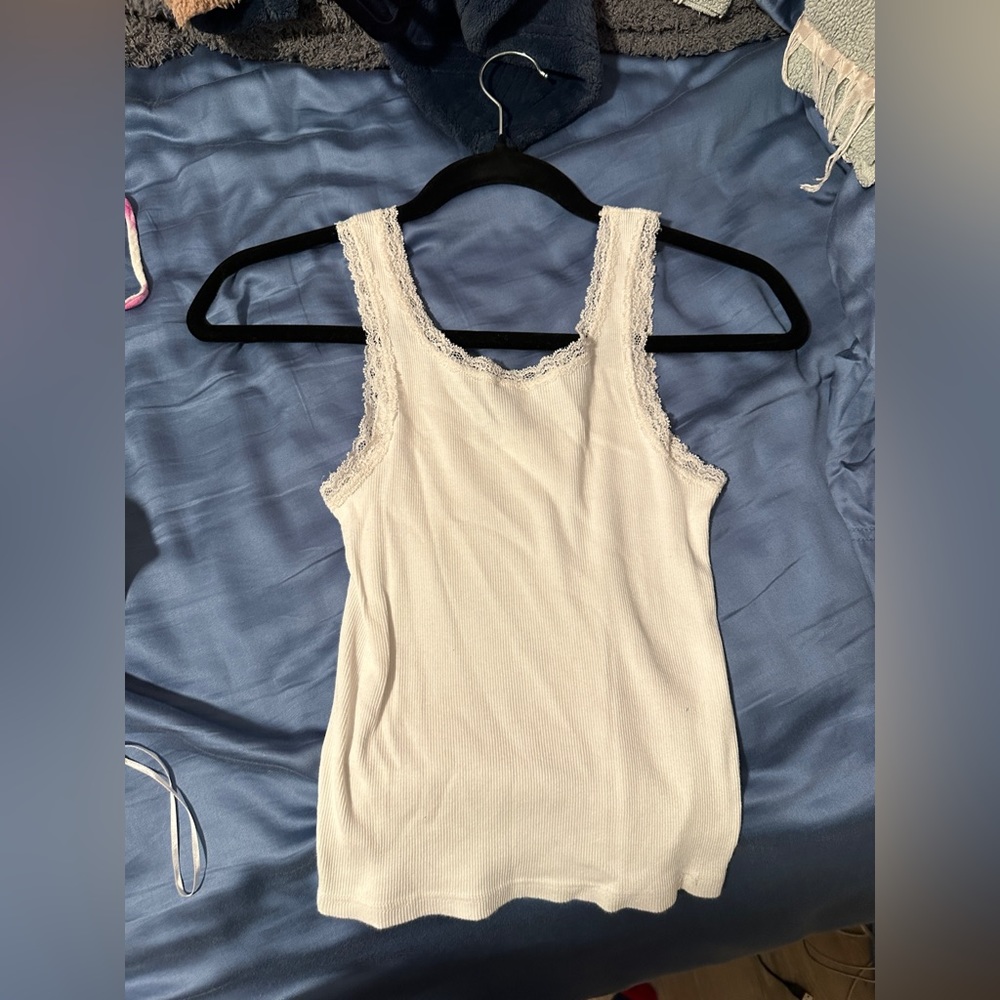 Basic white lace tank